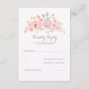 Flores Rosa Suaves RSVP de Casamento Moderno Elega