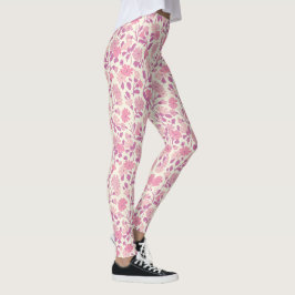 Flores Rosa Vintage Leggings de Arte Floral