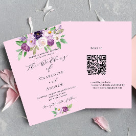Flores roxas cor-de-rosa Convite para casamento de