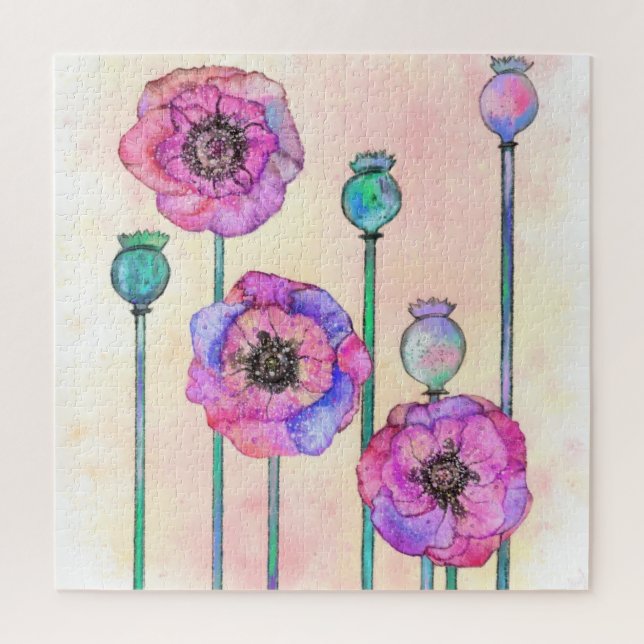 Flores roxas, cor-de-rosa, Quebra-cabeça - Pintura (Vertical)