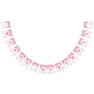 Flores roxas da aguarela da bandeira do feliz