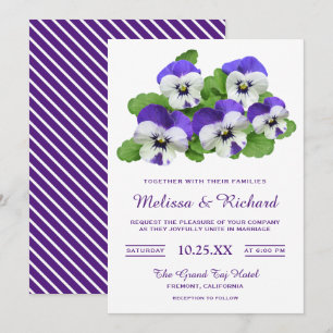 Flores Roxas Elegantes Convite para Casamento Pans
