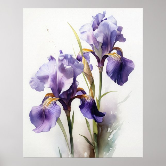 Flores Roxas Iris Impressão (Frente)