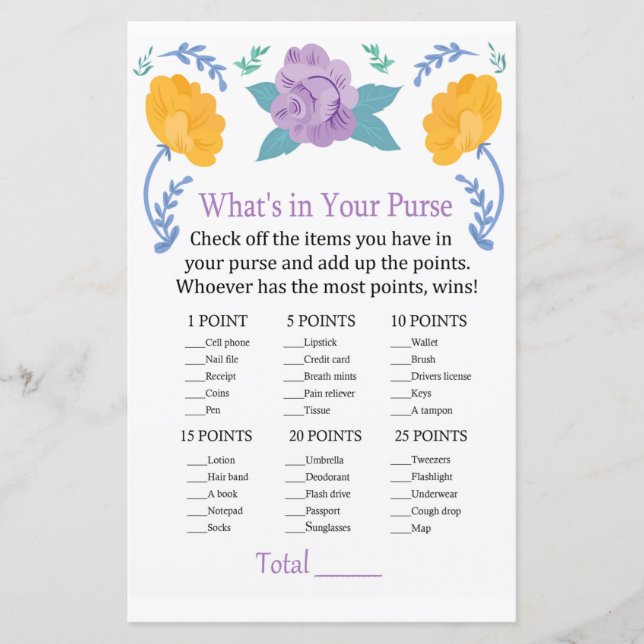 Flores Roxas Laranja O que há no seu jogo de bolsa (Frente)