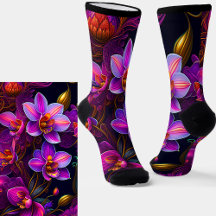 Flores Roxas Mauve com Dourado a Preto