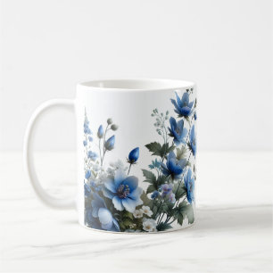 Flores roxas xícara de chá de café