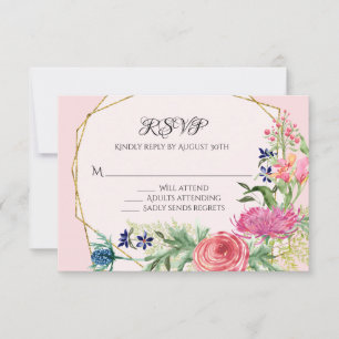 Flores RSVP de Marinho Geométrico Cor de Água Dour
