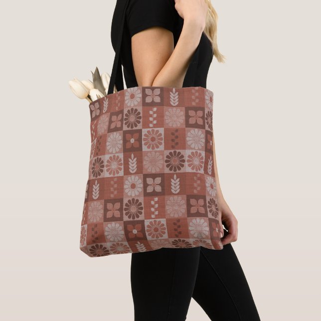 Flores Rustic Brown Burlap Deixam Saco De Tote (Close Up)