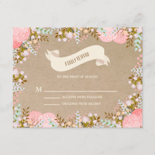 Flores Rústicas   Cartão de Resposta de Casamento