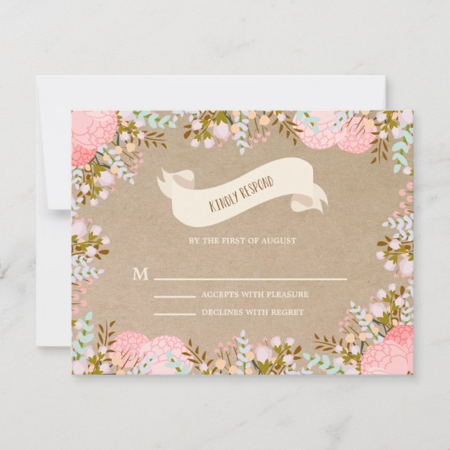 Flores Rústicas | Cartão de Resposta de Casamento (Frente)