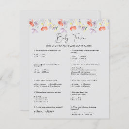 Flores Selvagens Baby Trivia | Jogo Chá de fraldas