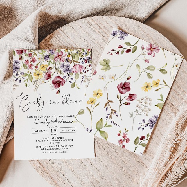 Flores Selvagens Bebê No Convite Para Chás de fral (Criador carregado)