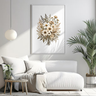 Flores Selvagens Boho Botânico Aquarela Impressão