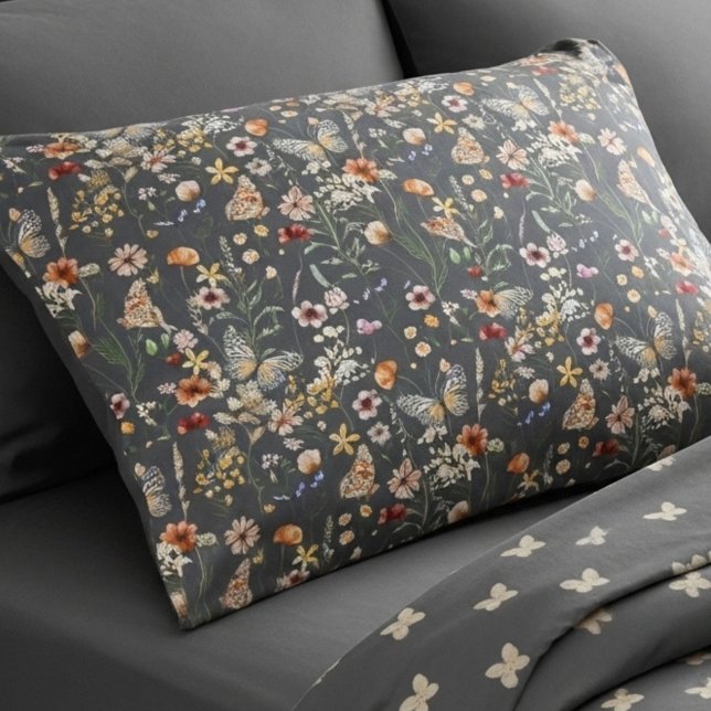 Flores Selvagens Boho Cinza Carvão (Criador carregado)