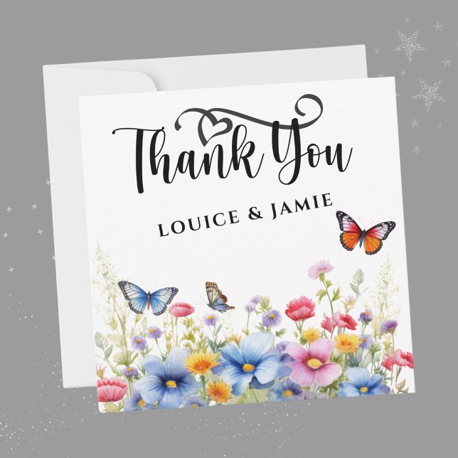 Flores Selvagens Cartões de agradecimentos Simples (Wildflowers Elegant Simple Flat Thank You Card)