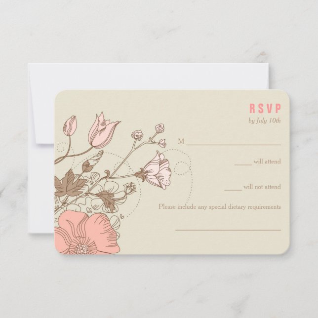 Flores Selvagens - Cartões RSVP de Casamento (Frente)