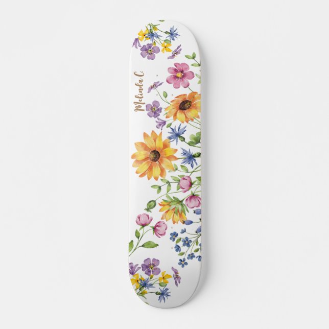 Flores Selvagens Com Nome Skateboard (Frente)