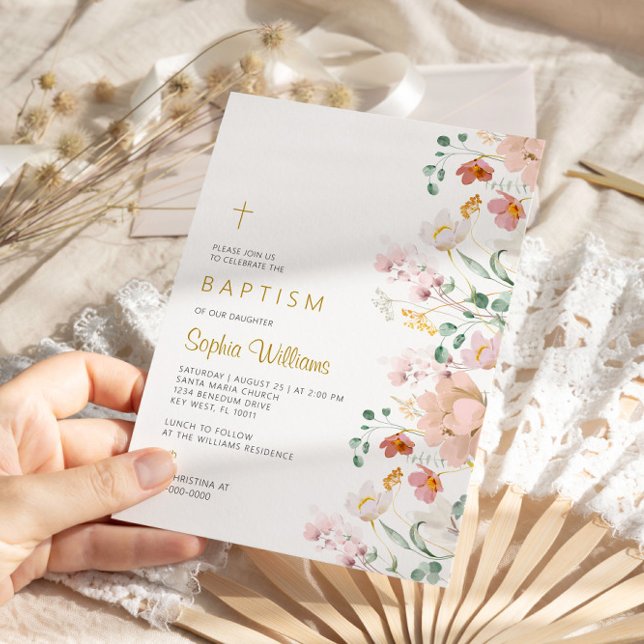 Flores Selvagens - Convite Baptism (Criador carregado)