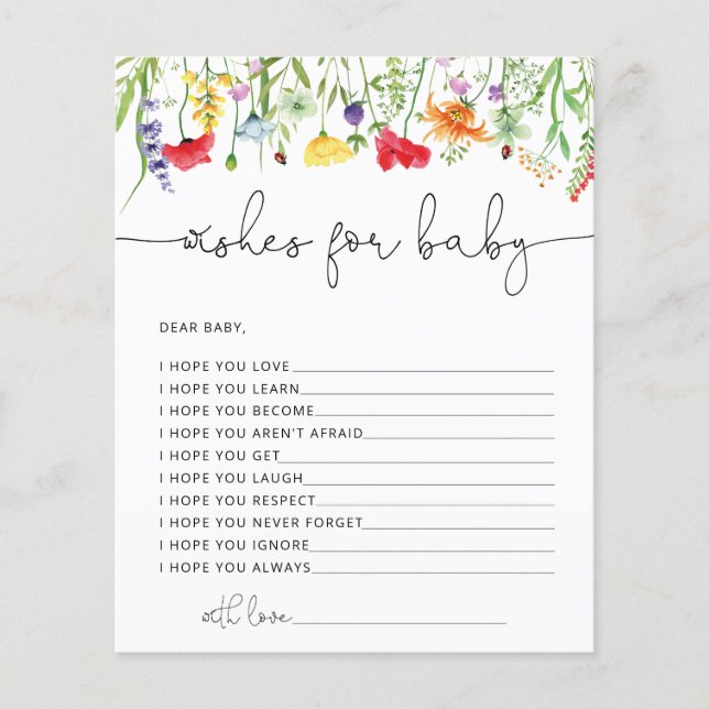 Flores Selvagens Desejam o Jogo do Chá de fraldas  (Frente)