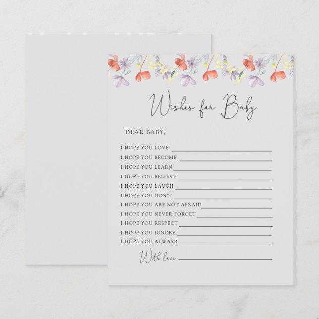 Flores selvagens Desejos para bebês (Frente/Verso)