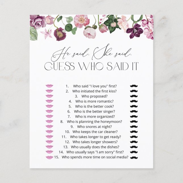 Flores Selvagens Disse Que Disse Jogo De Chá de pa (Frente)