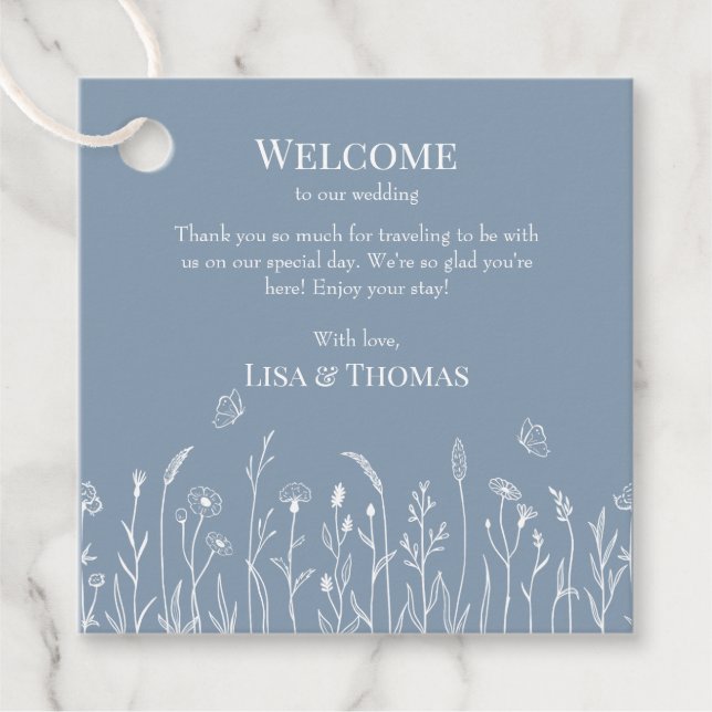 Flores selvagens e borboletas boas-vindas Etiqueta (Frente)