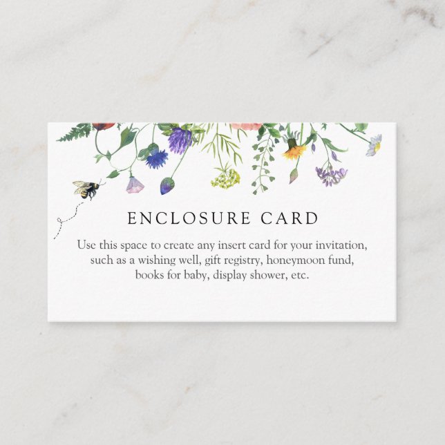 Flores selvagens e cartão de Chá de abelhas (Frente)