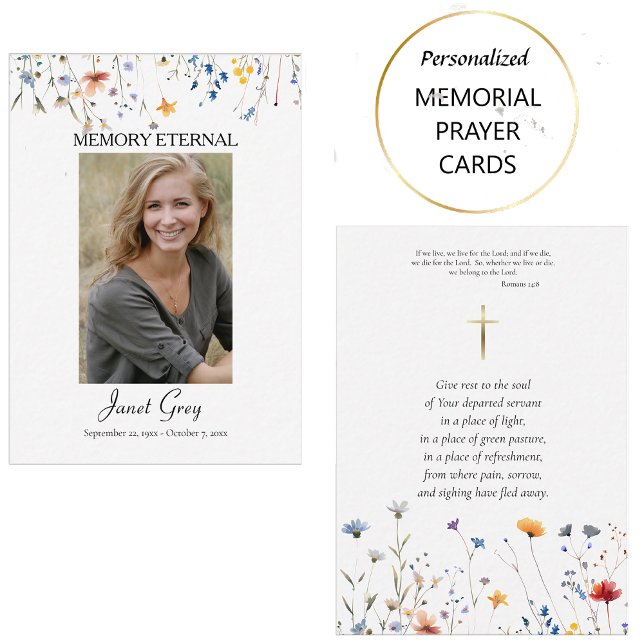 Flores Selvagens Foto Ortodoxa Cartão Funeral Orto (Criador carregado)