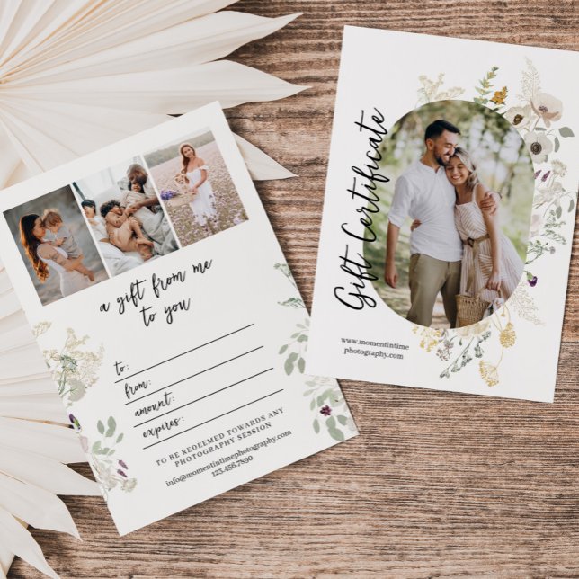 Flores Selvagens | Foto Oval | Cartão-presente par (Criador carregado)