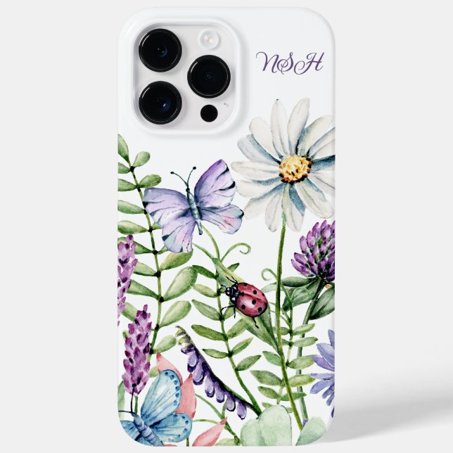 Flores selvagens Ladybug e Assinatura Butterfly (Verso)