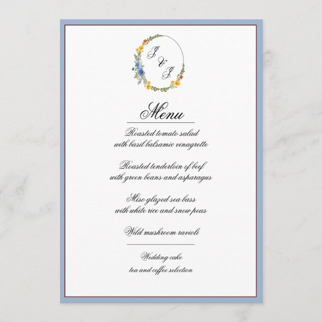 Flores selvagens no Cartão de Menu Cores Primárias (Frente)