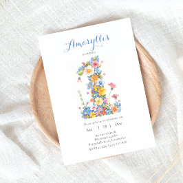 Flores Selvagens Número 1 Convite de Aniversário