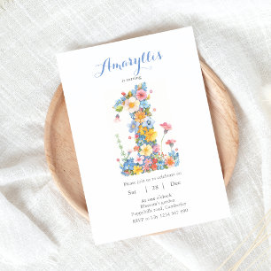 Flores Selvagens Número 1 Convite de Aniversário