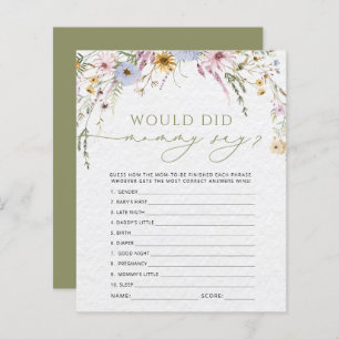 Flores Selvagens O Que As Mamães Dizem Jogo Chá de