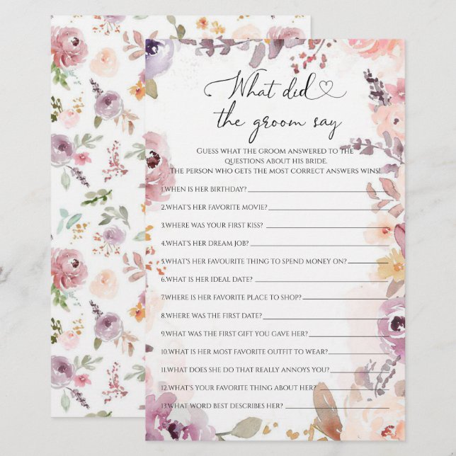 Flores selvagens O que o noivo disse chá de panela (Frente/Verso)