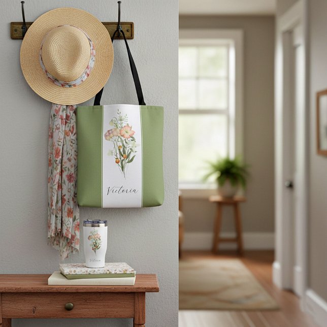 Flores selvagens personalizadas Tote Bag (Criador carregado)