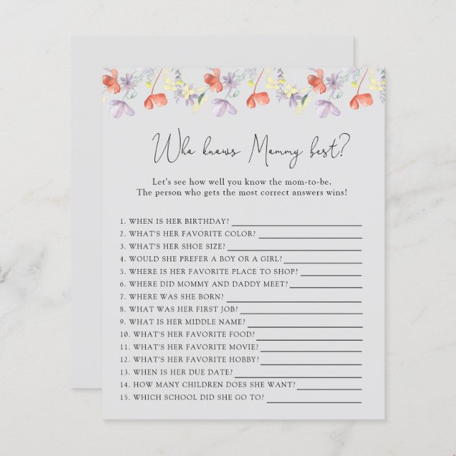 Flores selvagens que conhecem melhor as MAMÃES (Frente/Verso)