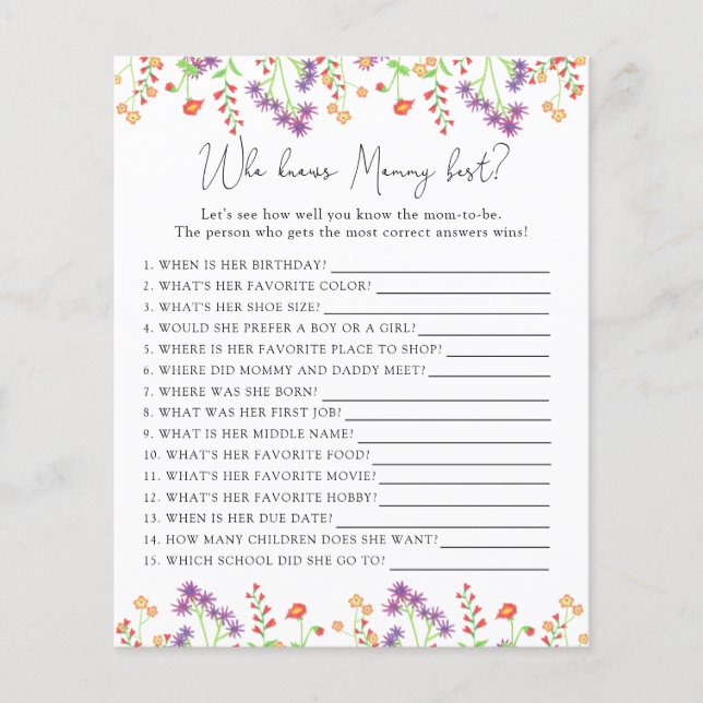 Flores selvagens que conhecem melhor as MAMÃES (Frente)