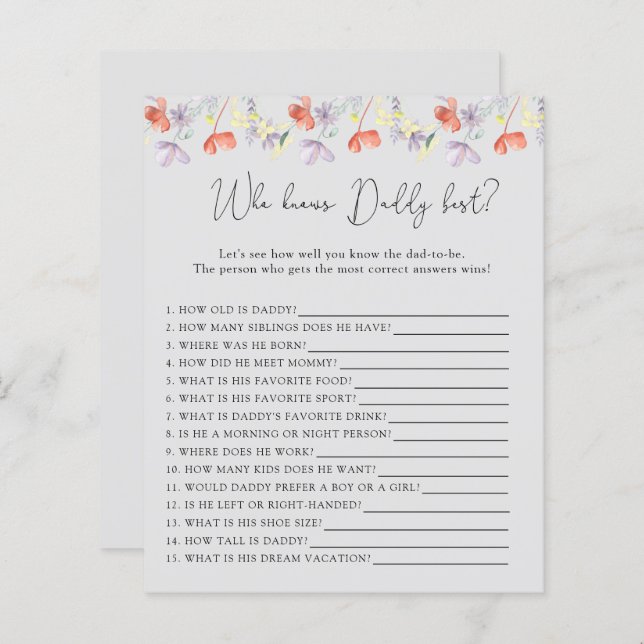 Flores selvagens que conhecem melhor o PAI (Frente/Verso)