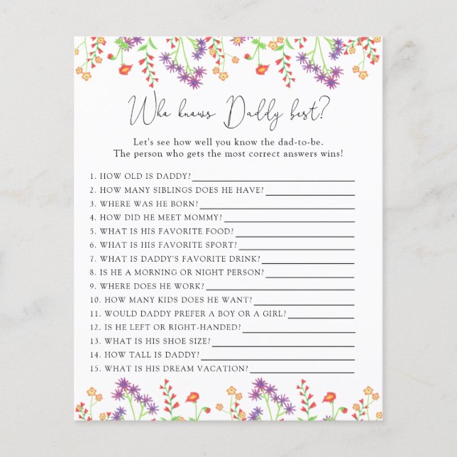 Flores selvagens que conhecem melhor o PAI (Frente)