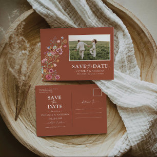 Flores Selvagens Salvem a Data com Cartão Postal F