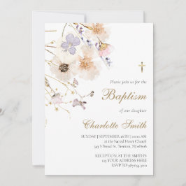 Flores silvestres delicadas Convite Baptism