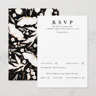 Flores Silvestres Desenhadas à Mão Dourado RSVP Ca