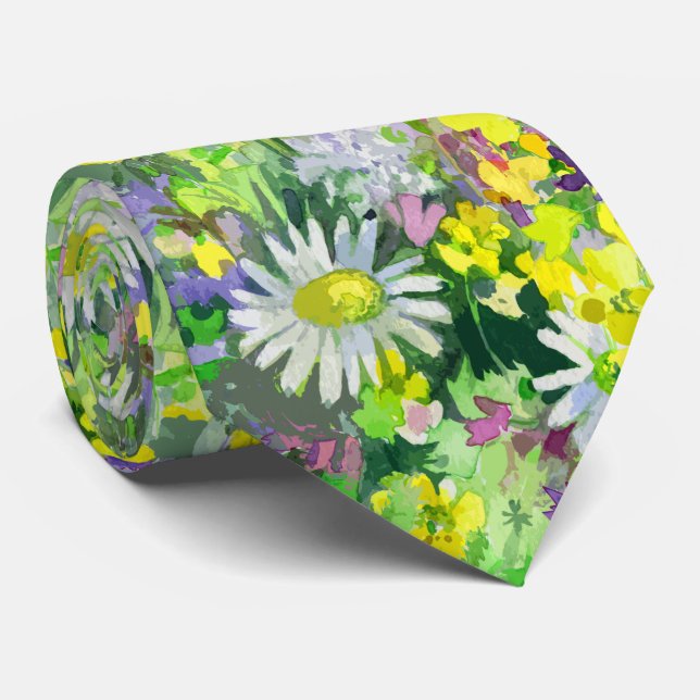 Flores silvestres em aquarela artística Gravata (Rolled)
