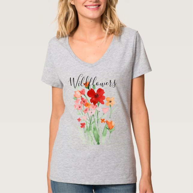 Flores Silvestres em Aquarela na Camiseta (Frente)