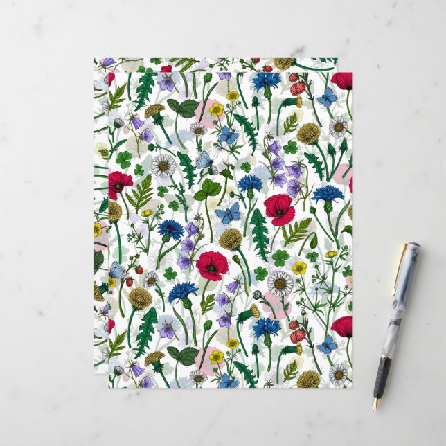 Flores silvestres em branco (Frente/Verso In Situ)