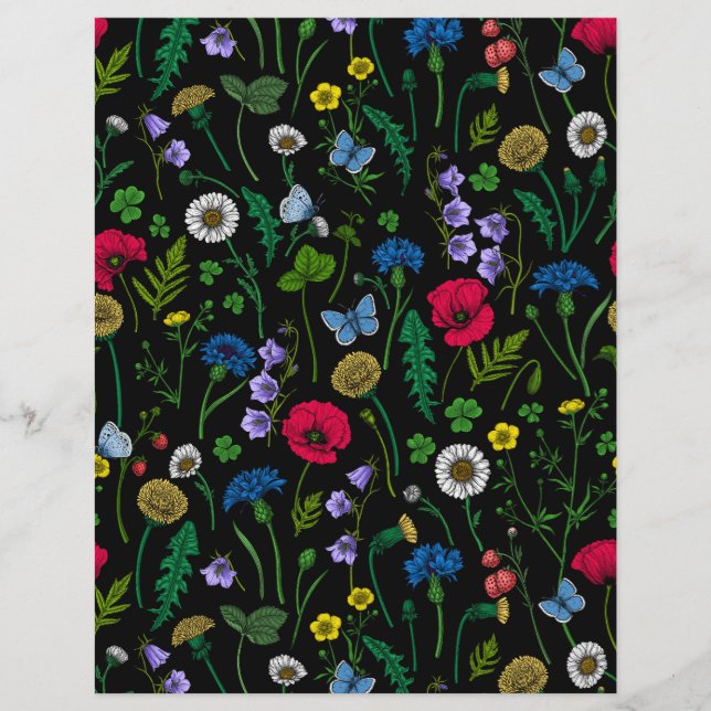 Flores silvestres em preto (Frente)