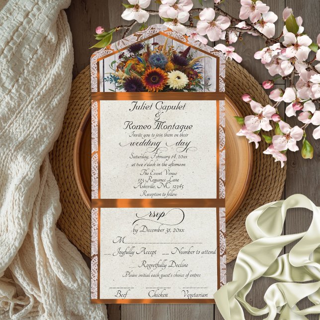 Flores Silvestres, Fita de Cobre e Renda Casamento (Criador carregado)