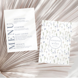 Flores silvestres florais cartões de cardápio