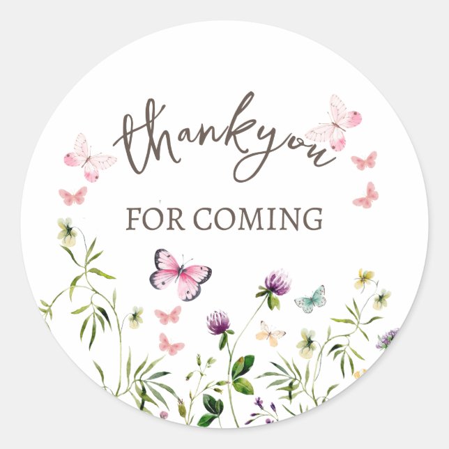 Flores Silvestres Fofas Obrigado Adesivo Clássico  (Frente)